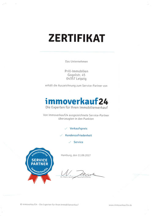 Zertifikat Immoverkauf24